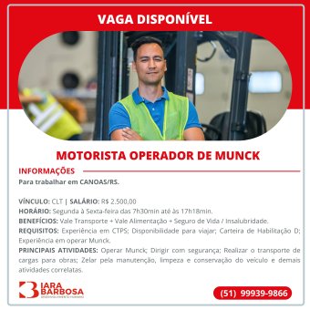 motorista operador de munck