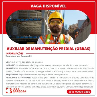 Auxiliar de manutenção predial 