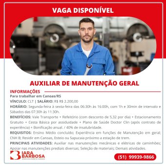 Auxiliar de manutenção Geral 