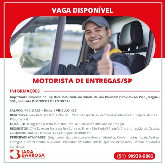 Motorista de entregas São Paulo 