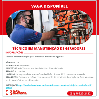 Técnico em Manutenção de Geradores