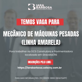 Mecânico de máquinas pesadas (linha amarela) 