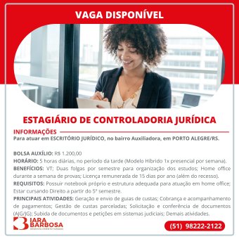 Estagiário de controladoria jurídica