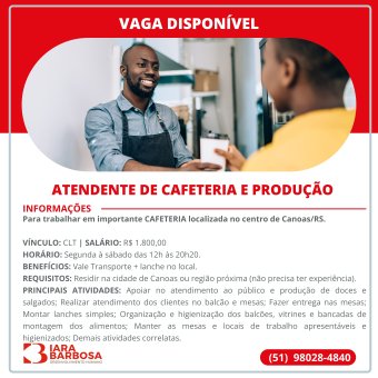 Atendente de cafeteria e produção 
