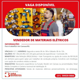 Vendedor de materiais elétricos
