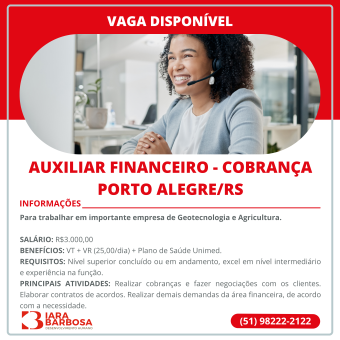 Auxiliar Financeiro (Cobrança)