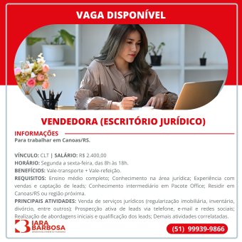 Vendedora (Escritório Jurídico)