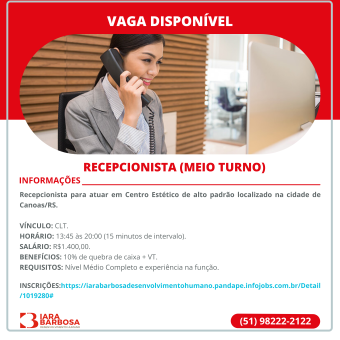 Recepcionista (Meio Turno)