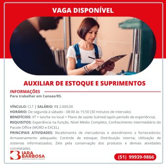 Auxiliar de estoque e suprimentos 